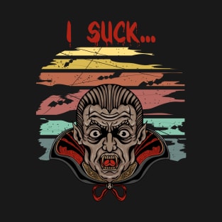 I Suck Funny Vampire Dracula Halloween Design T-Shirt