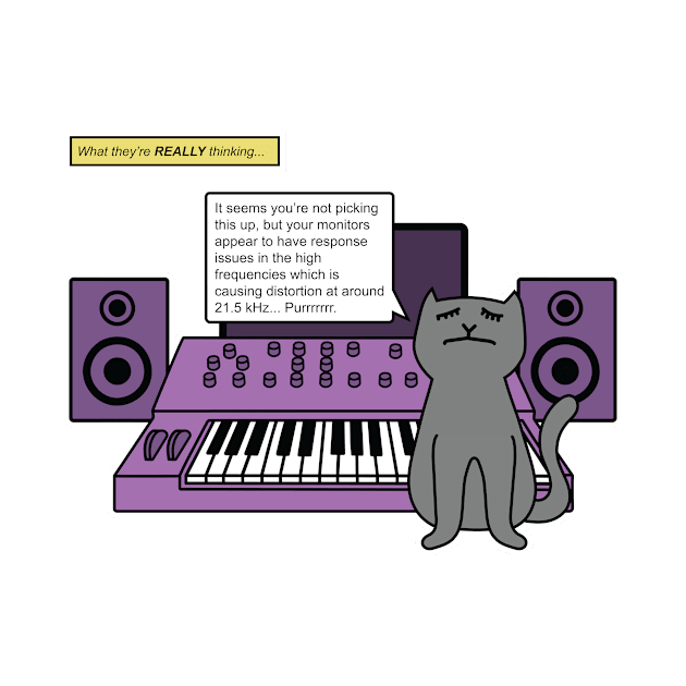 Cat on Music Studio Desk with Analogue Synthesizer by Atomic Malibu