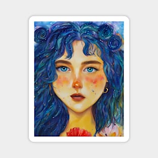 Mesmerizing Blue-Haired Mermaid Artwork Magnet