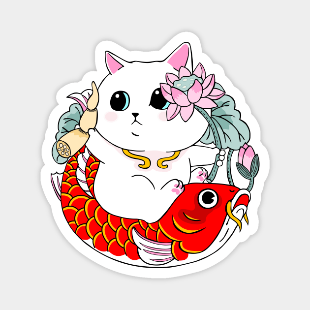 Cat and koi fish Magnet by My Happy-Design