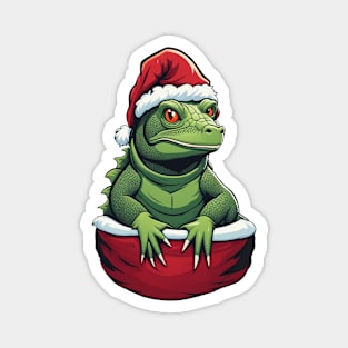 Lizard in santa hat christmas pocket design Magnet