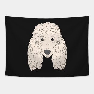 Poodle Dog Face Hand drawn white fur Tapestry