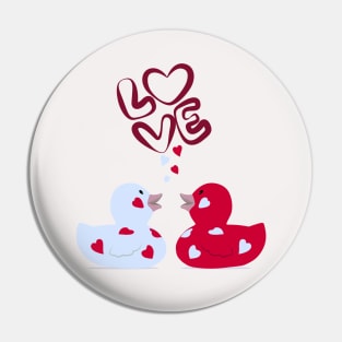 Cute Couple Ducks - Valentine's Day LOVE Design Pin