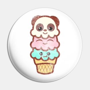 vintage Icecream ice cream cone women shirt kawaii cute panda bear art party anime T-Shirt Pin