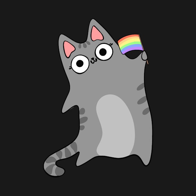 Pride Flag Gray Tabby Cat Pride Month Celebration Rainbow Flag by BluVelvet