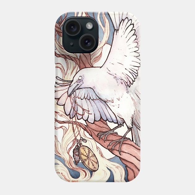 White Raven Phone Case by Vivi’s Art Service 