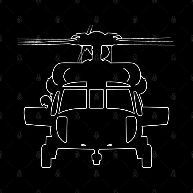 Black Hawk helicopter outline graphic (white) by soitwouldseem