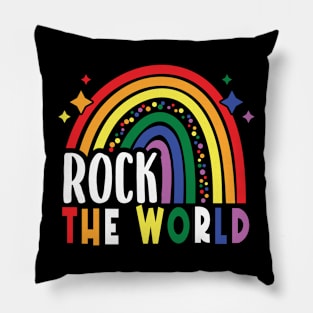 Rock The World LGBTQ Rainbow Flag Gay Pride Month Pillow