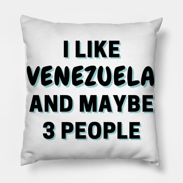 I Like Venezuela And Maybe 3 People Pillow by Word Minimalism