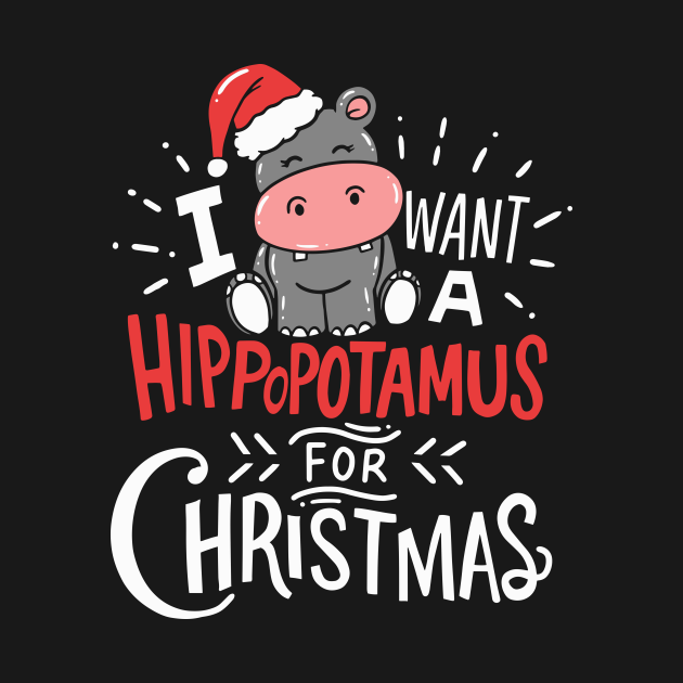 Disover I Want Hippopotamus For Christmas Hippo Xmas Gift - Christmas - Long Sleeve T-Shirt