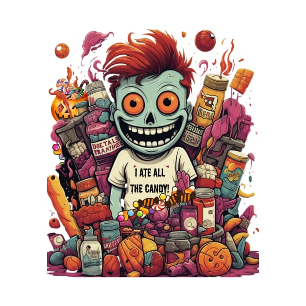 I Ate All The Halloween Candy Halloween Funny Candy by Positive Designer