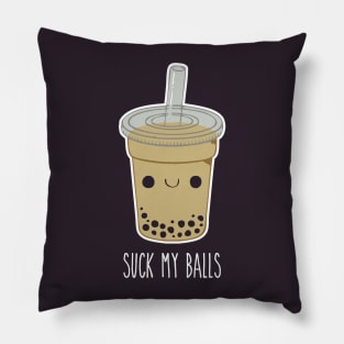 Suck My Balls - Silly Cartoon Boba Tea Pillow