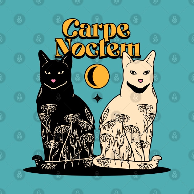 Carpe Noctem Black Cat in blue by The Charcoal Cat Co.