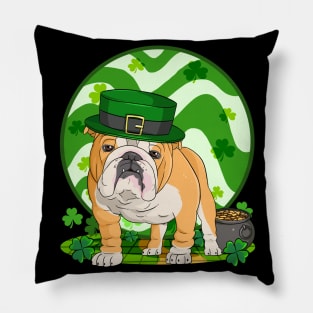 English Bulldog Dog St Patricks Day Irish Leprechaun Pillow