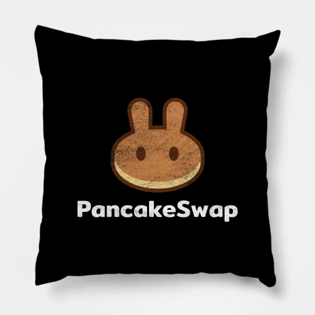 PancakeSwap CAKE Crypto Coin White Letters Vintage Pillow by TGKelly