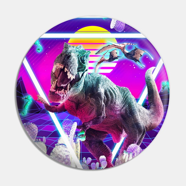 Dinosaur Rave Raving T-Rex Pin by Random Galaxy