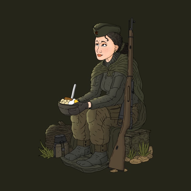 soviet girl with mosin nagant rifle. by JJadx