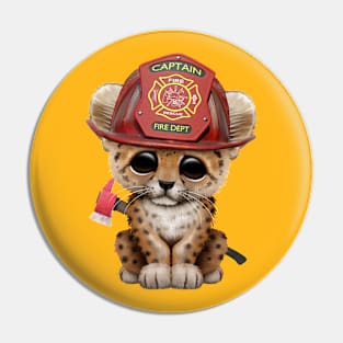 Cute Leopard Cub Firefighter Pin