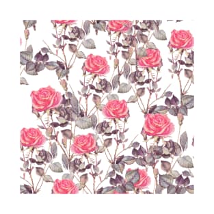 Wild Roses Cottage Core Pattern T-Shirt
