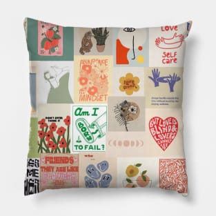 pastel poster prints collage Pillow