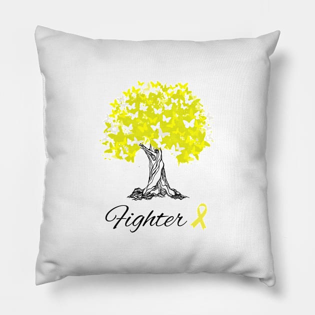 Raising Support & Awareness Fighter Tree With Butterflies Pillow by MerchAndrey