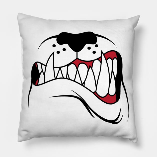 Mouth Mask Bulldog Masks Scary Halloween Grin Pillow by Funny Stuff Club