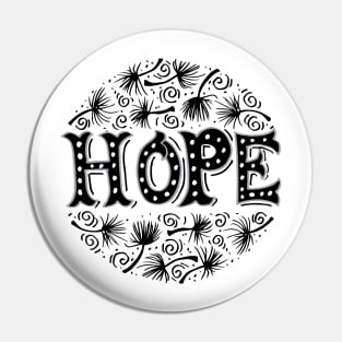 Letter design hope with floral on circle background. Pin