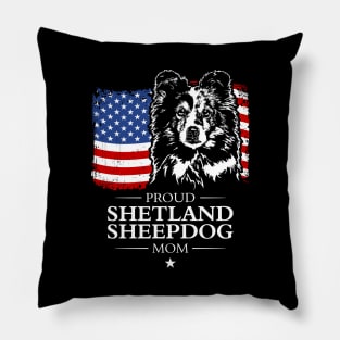Proud Shetland Sheepdog Mom American Flag patriotic gift dog Pillow