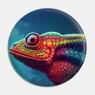 Illustrated Chameleon Pin