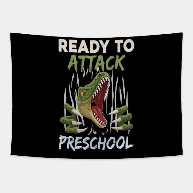 Dinosaur Kids Ready To Attack Preschool Boys Back To School Tapestry by kateeleone97023