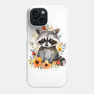 Summer Flowers Raccoon Watercolor Phone Case