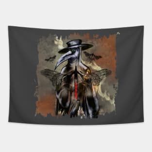 Plague Doctor and Syringe with Skeletal Wings Tapestry