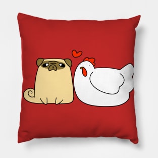 Pug and Chicken Love Pillow