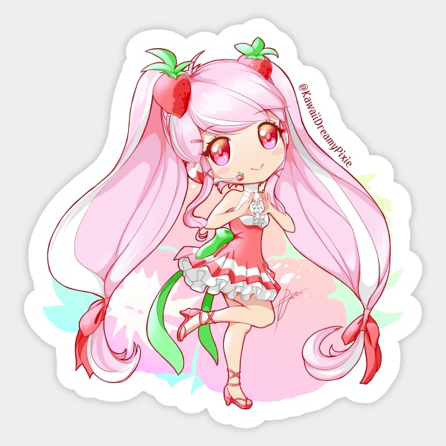 Kawaii Anime Chibi - Strawberry lover' Sticker