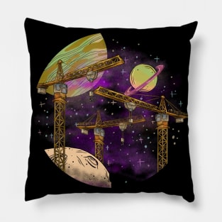 tower crane on space construction Pillow