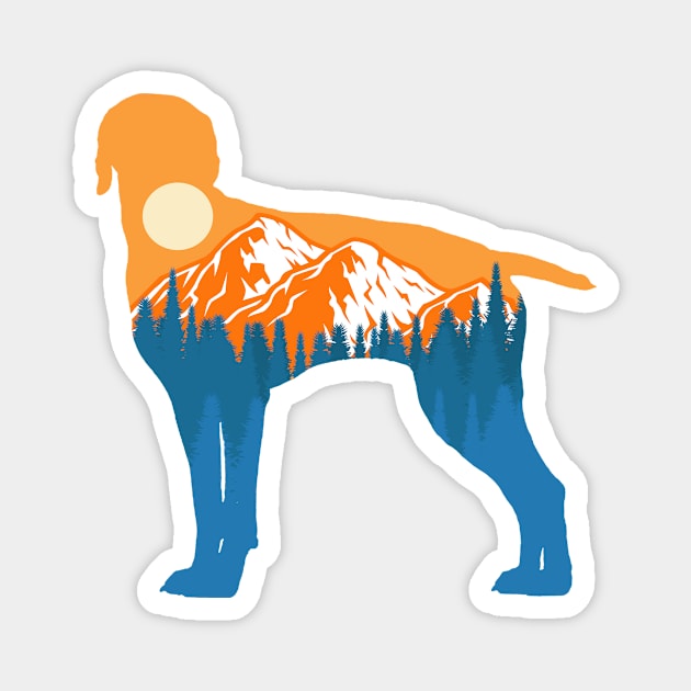 german shorthaired pointer Dog Silhouette Sunset Nature Mountain Gift Magnet by T-shirt verkaufen