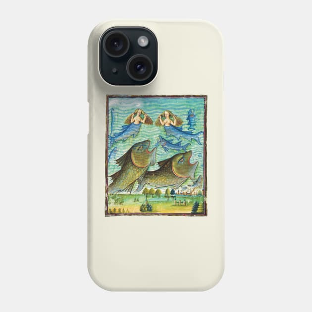 Weird medieval illustration of apocalyptic flood with mermaids Phone Case by starwilliams