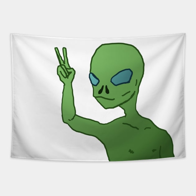 Peace with aliens Tapestry by Alien-thang