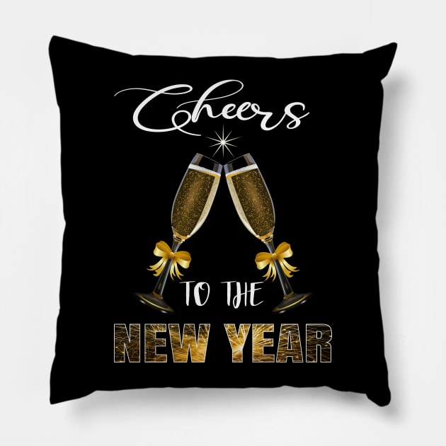 Cheers To The New Year With Glasses Holiday Gift Pillow by Kimmicsts