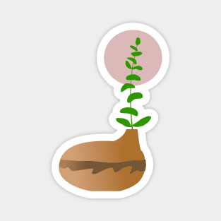 Brown Pot and Leaf Magnet