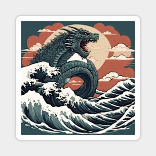 Jǫrmungandr in japanese style art Magnet