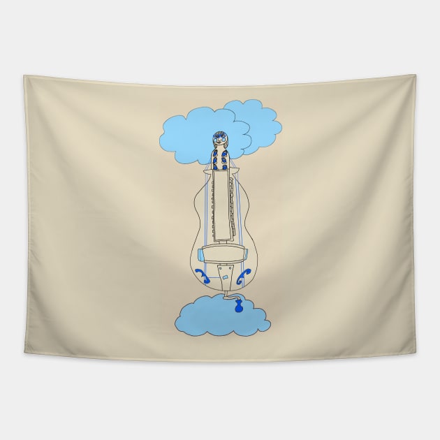 Hurdy-Gurdy head in the Clouds 2 Tapestry by inkle