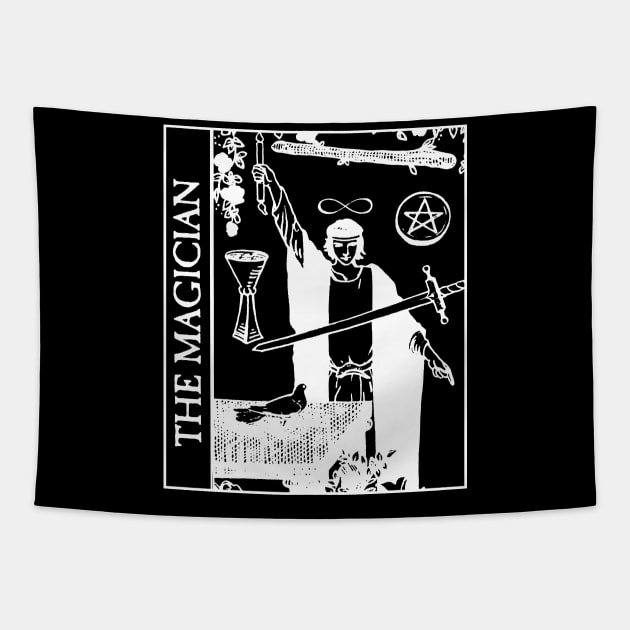 The Magician Tarot Card Black and White Tapestry by AbundanceSeed