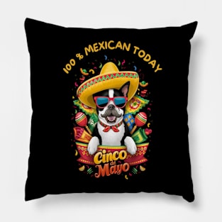 Boston Terrier Dog Cinco de Mayo Pillow