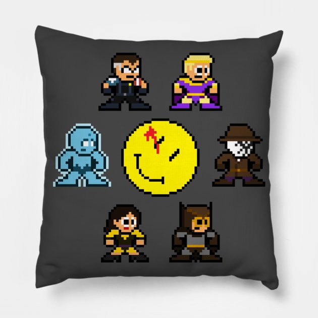 Who Pixelates the Watchmen? 8bit Pixel Art Pillow by 8-BitHero