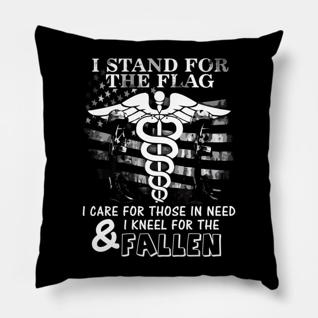 Nurse stand for flag kneel for fallen Pillow by danieldamssm