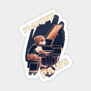 Piano-playing Dog: "Pianist Paws" Magnet