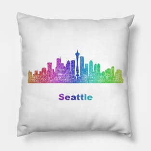 Rainbow Seattle skyline Pillow