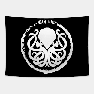 Cthulhu Logo White Tapestry