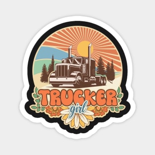 Groovy trucker girl female driver Magnet